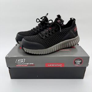 Skechers Work Cicades Korbyn Mens Comp Toe Slip Resistant Shoes 200153 BKGY 9